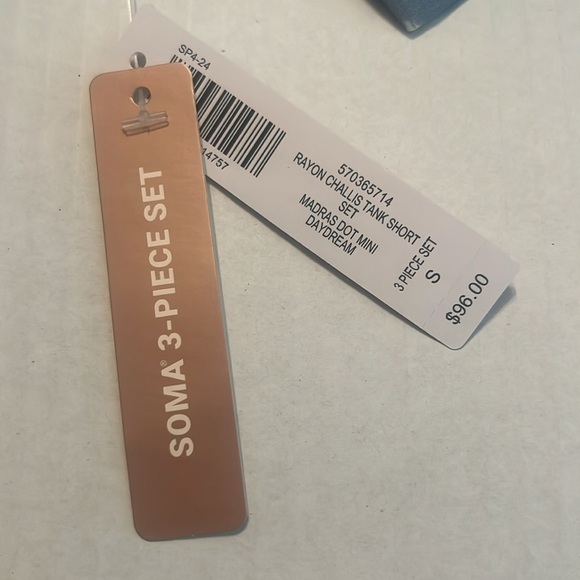 NWT Soma Rayon Challis Tank Shorts Bag Set Madras Dot Mini Daydream Size S - Picture 10 of 12